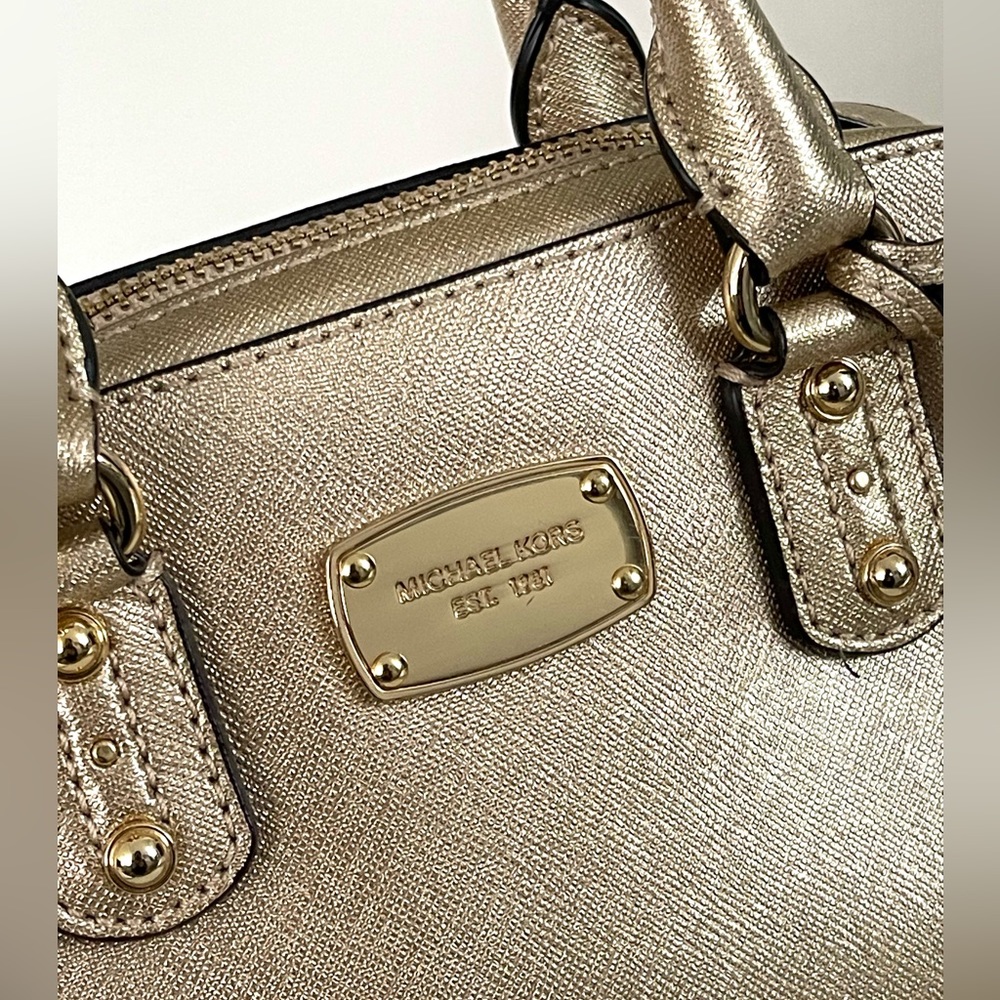Michael Kors Gold metallic satchel bag - Picture 5 of 13